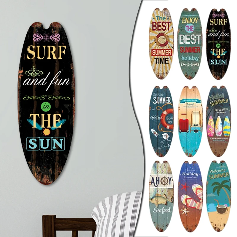 Wooden Sea Surfboard Door Sign 2