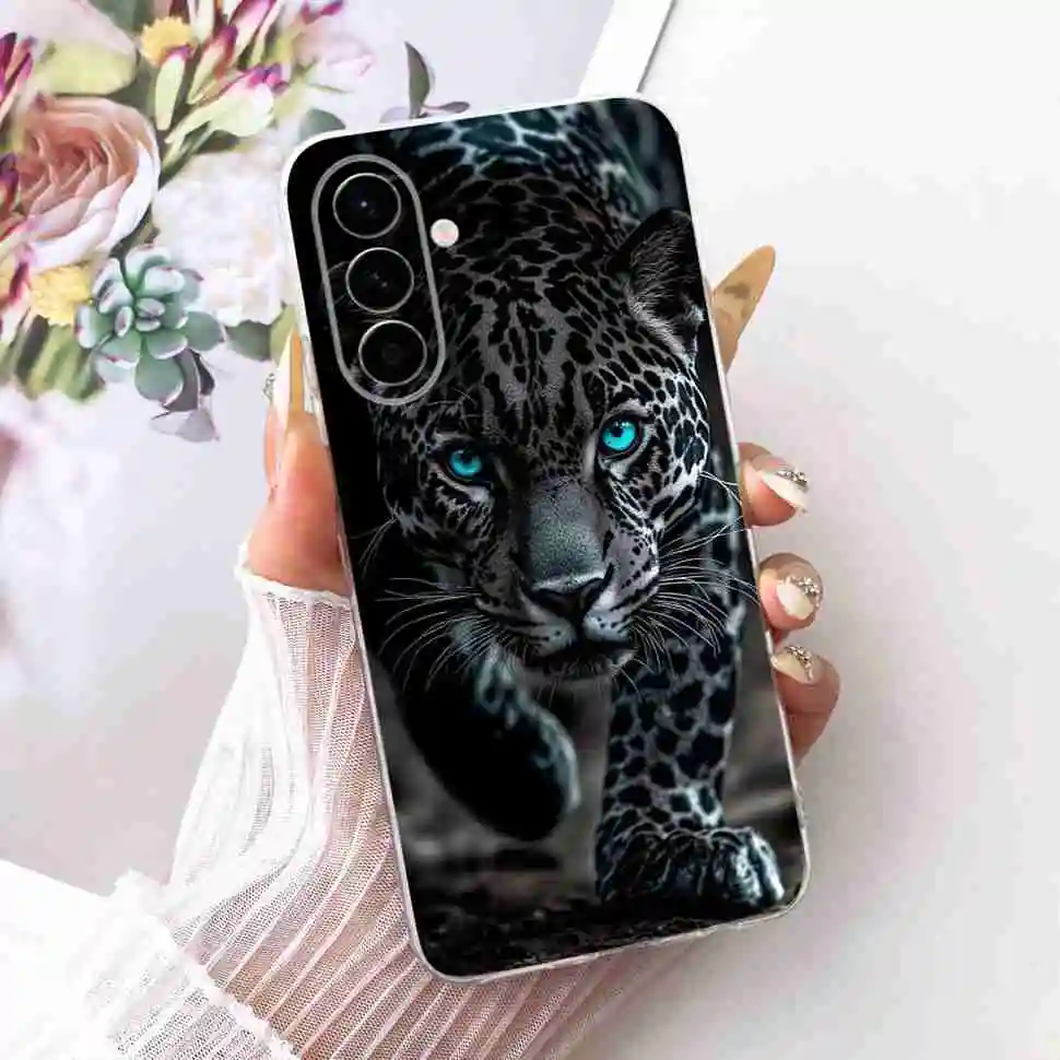 Cute Cat & Floral Design Soft TPU Clear Phone Case with Bumper Shell
