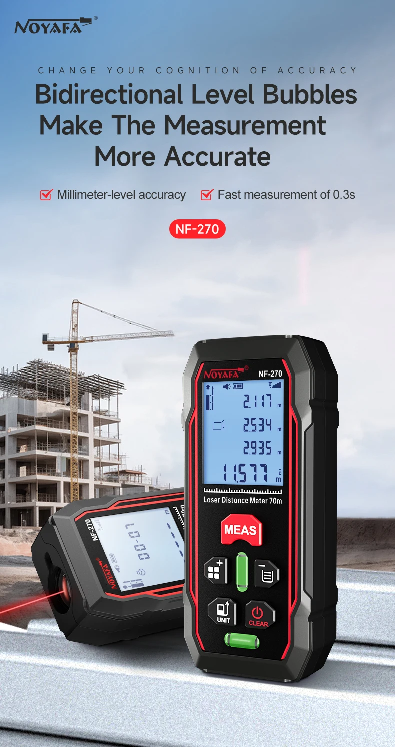 Noyafa NF-270 laser Rangefinder 60M with horizontal bubbles Digital Range Finder