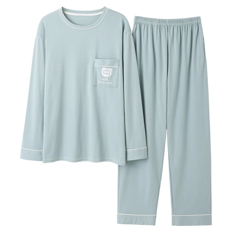 Men Sleepwear Cotton Pajama Sets for Men Plus Oversized Long Pants Sleepwear 6xl Lounge Pyjama Male Homewear Lounge Wear Clothe silk pj set Men's Sleep & Lounge