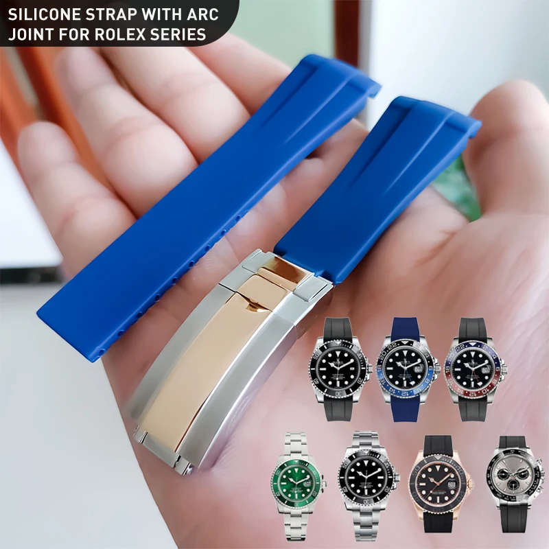 Cinturino Per Rolex Daytona Submariner Yacht-Master Gmt Explorer Silicone 20 Accessori Per Orologi In Gomma Catena Con Cinturino Per Orologio