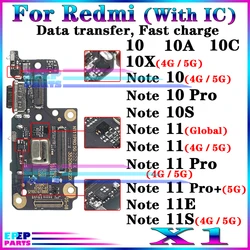 Port Jack Dock Connector Flex Cable for Xiaomi Redmi Note 10 10A 10C 10S 10X 11 11E 11S Pro Plus 4G 5G Charging Board