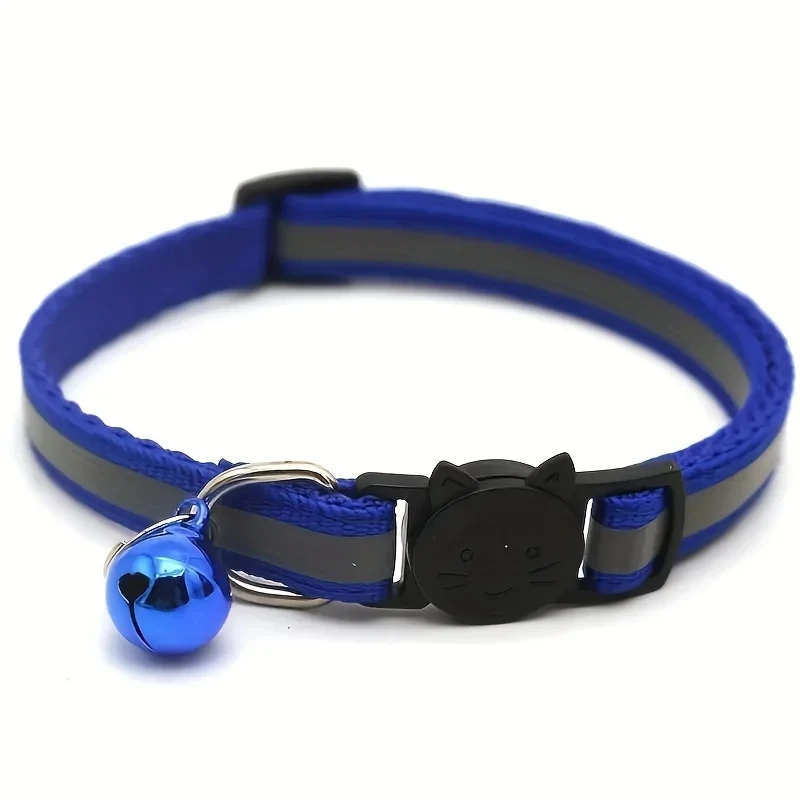 10-Pack Reflective Breakaway Cat Collars with Bells & Round Ears, Durable Polyamide Material, Adjustable Safety Pet Collar Set w 6