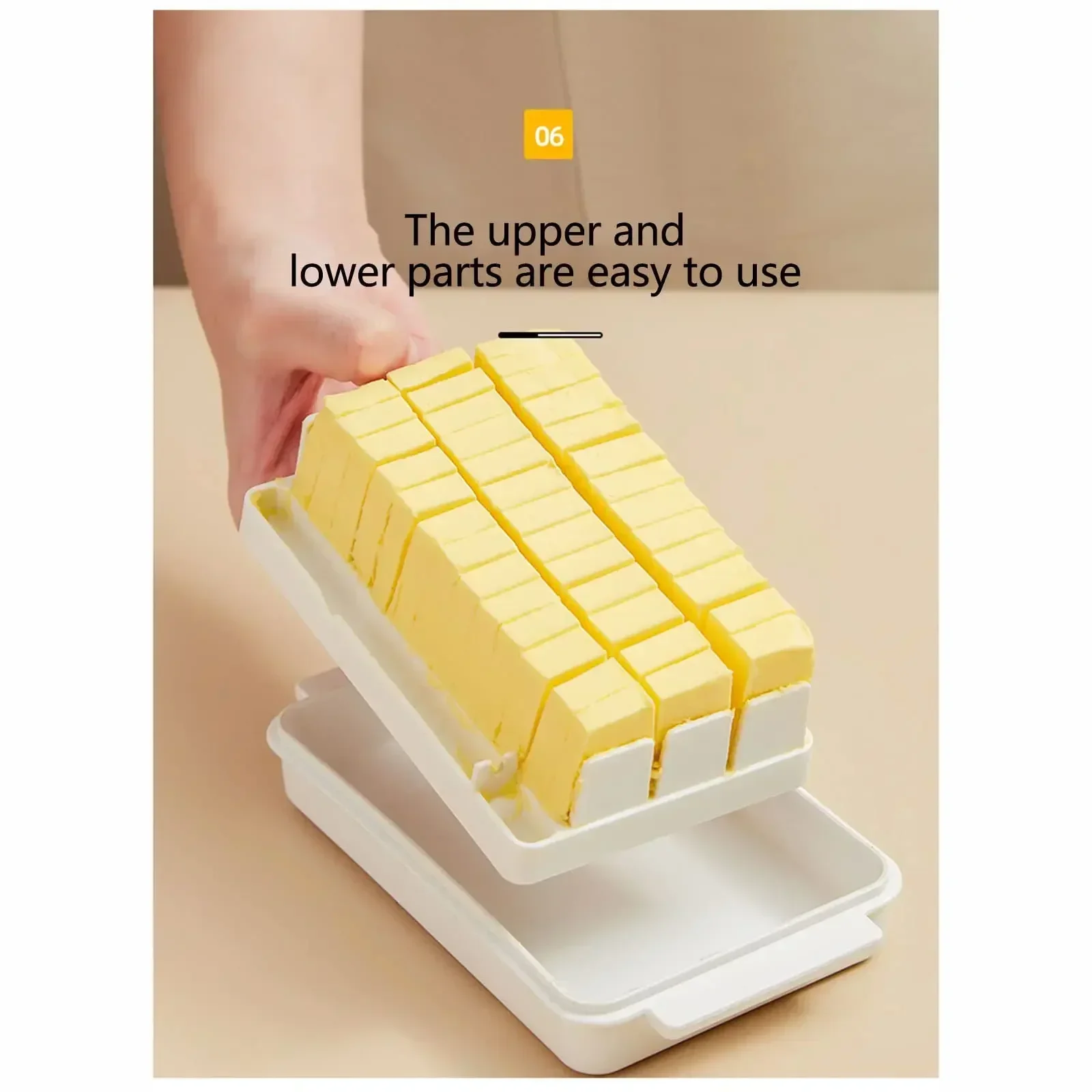 Plastic Butter Dish With Dividable Lid, Quantitative Cutting Butter Dish, Airtight Preservation Container Box