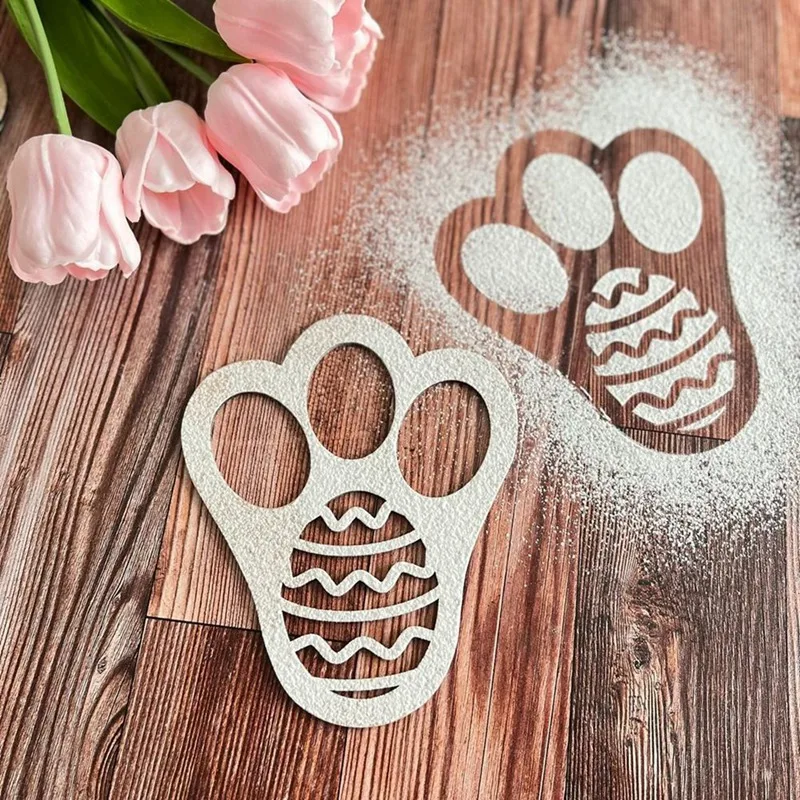Easter Rabbit Foot Print Stencil Floor Bunny Foot Print Template Reusable Stencil Boxwood 1 Piece