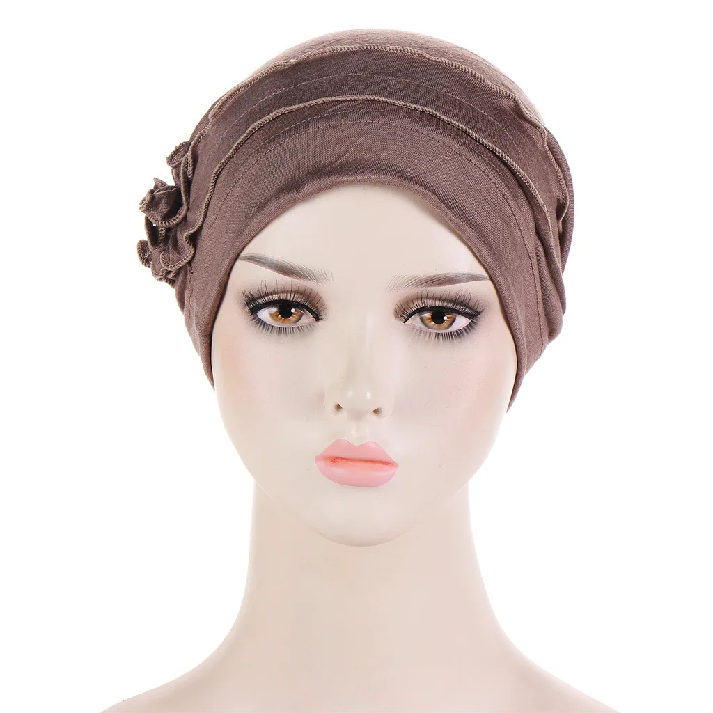 Hijabs for Woman with Floral Decor Islamic Clothing for Women Elegant Turban Elastic Inner Hijabs Breathable Muslim Women Hijab 2