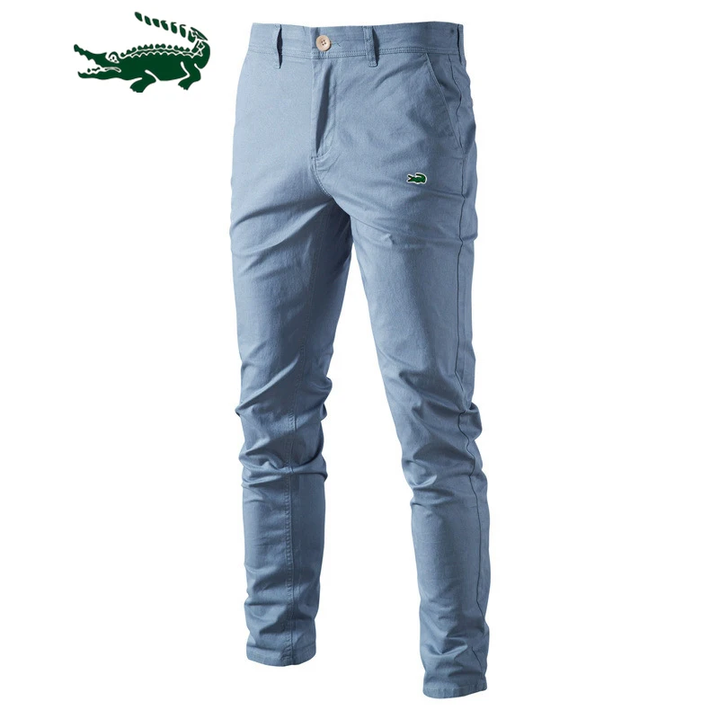 2023 Casual 100%Cotton Men Trousers Solid Color Slim Fit Men's Pants New Spring Autumn High Quality Classic Business Pants Men