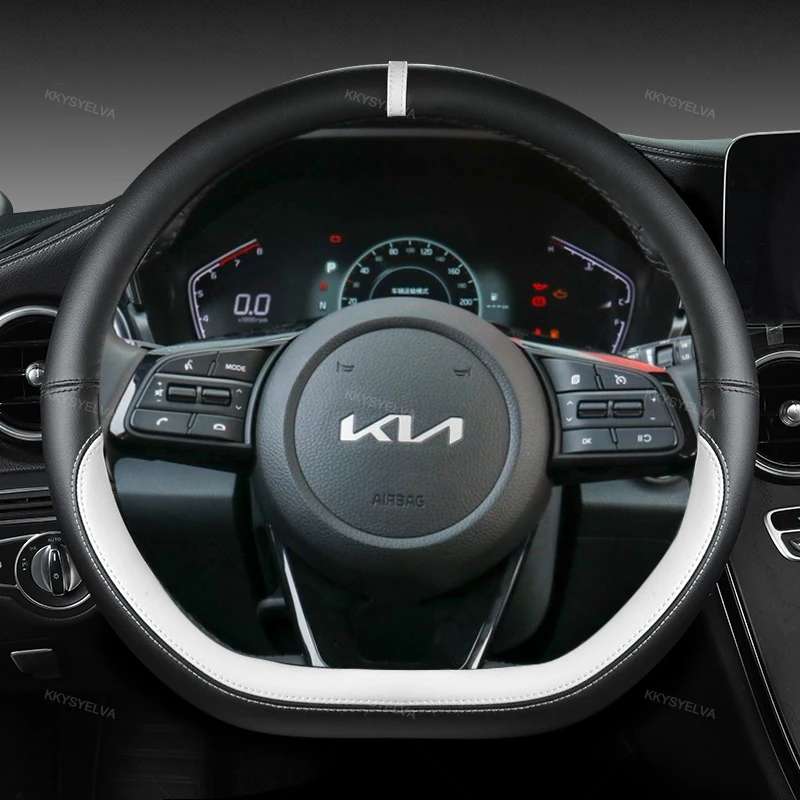 Car Steering Wheel Cover 38cm 15" Leather For Kia Sportage Sid Rio 3 Soul Sportage Ceed Sorento Cerato K2 K3 K4 K5 KX3 KX5 2022 — view 2