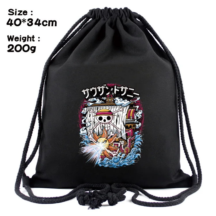 

Cartoon One Piece Drawstring Pocket Backpack Anime Peripheral Luffy Drawstring Pocket for Primary and Secondary School Students