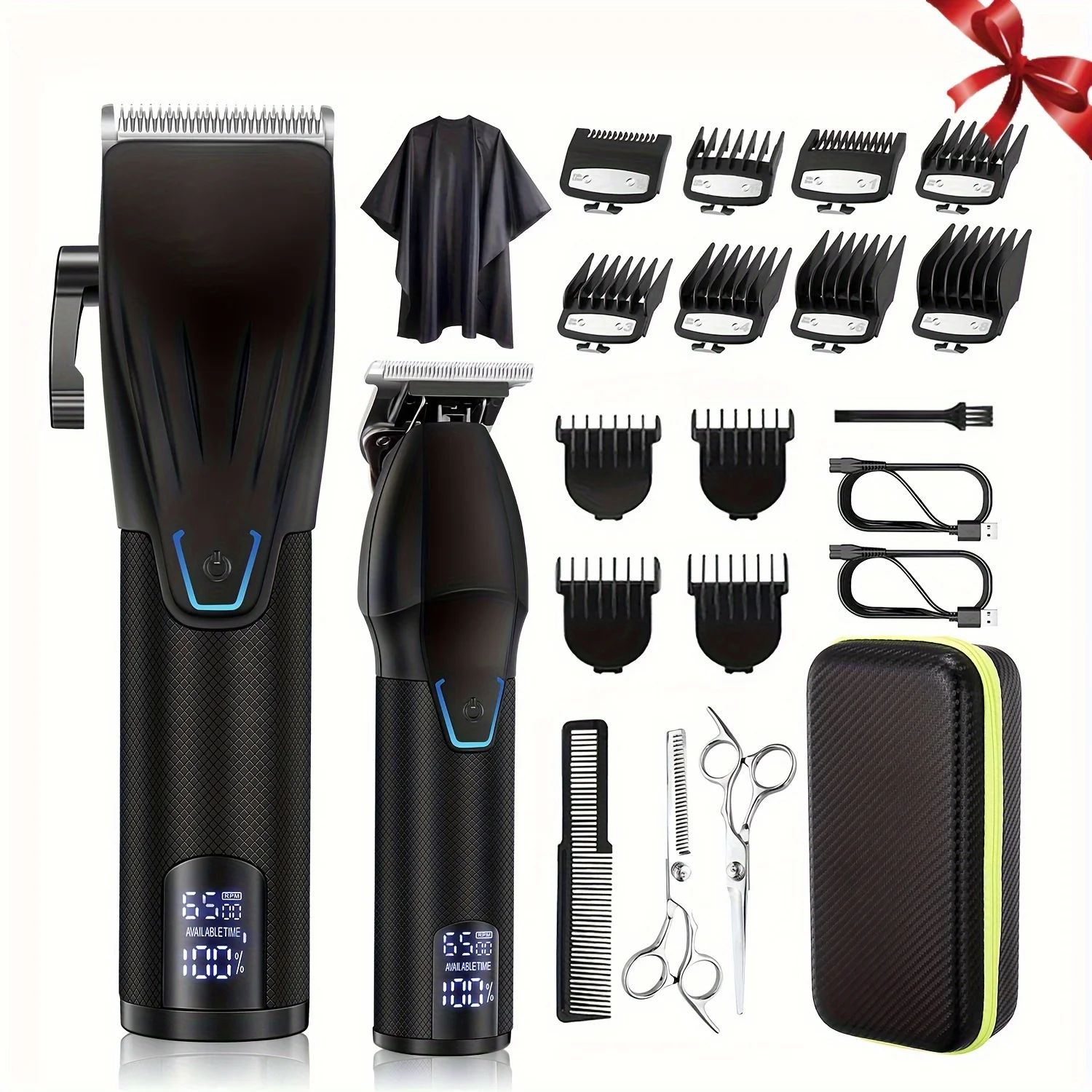 

Professional Hair Clippers and Trimmer Kit for Men, Barber Clipper Set Cordless Hair Cutting, Beard Trimmer Grooming Haircut Kit