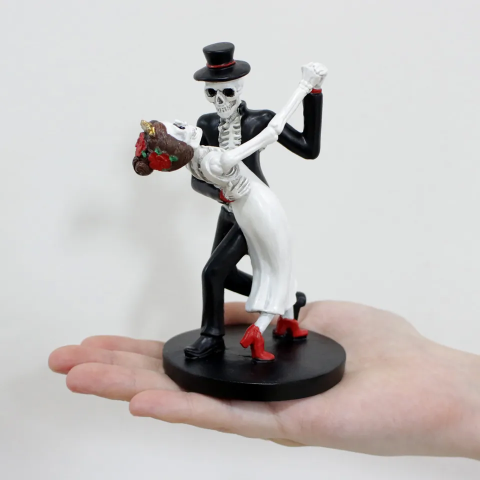 Dancing Skeleton Couple Wedding Figurine Cake Topper