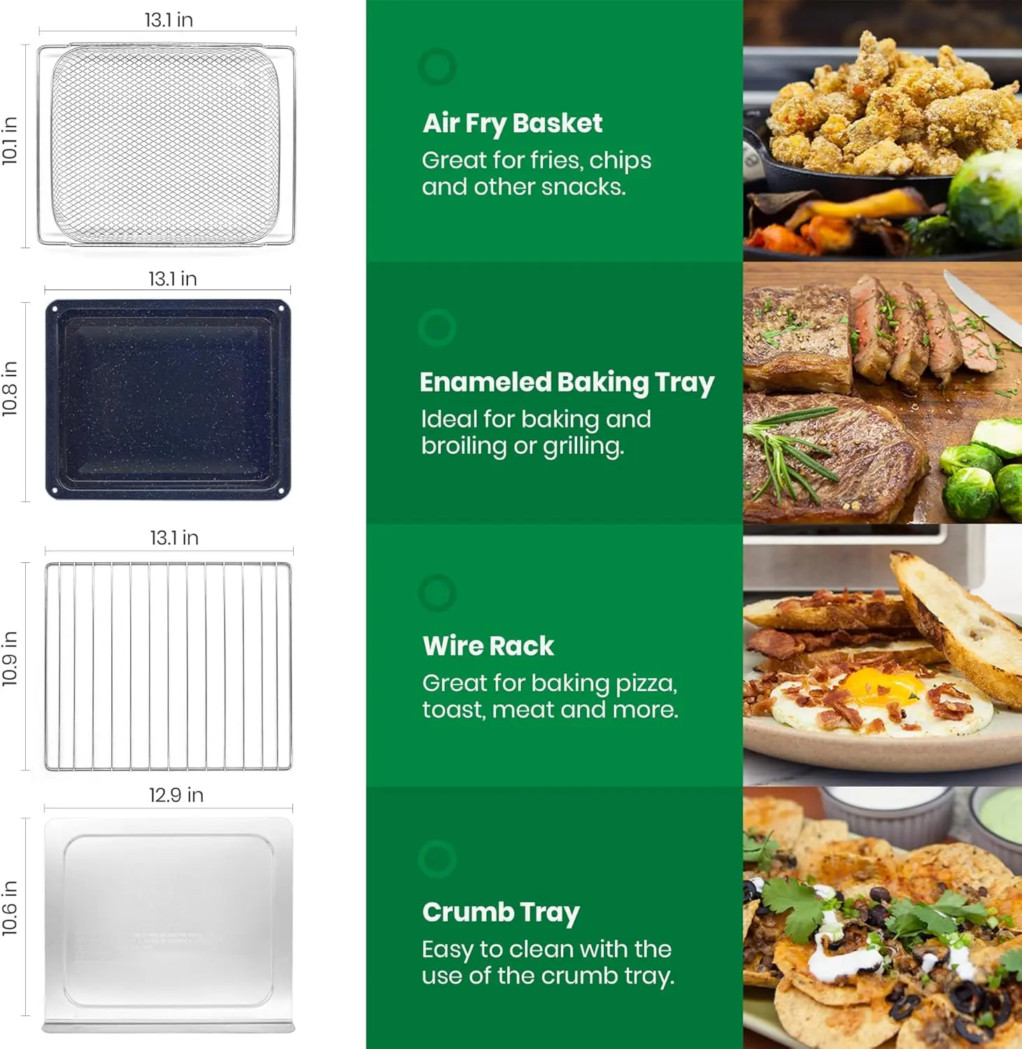 Fryer Toaster Oven, Extra Large Countertop Convection Oven 10-in-1 Combo, 6-Slice Toast 6