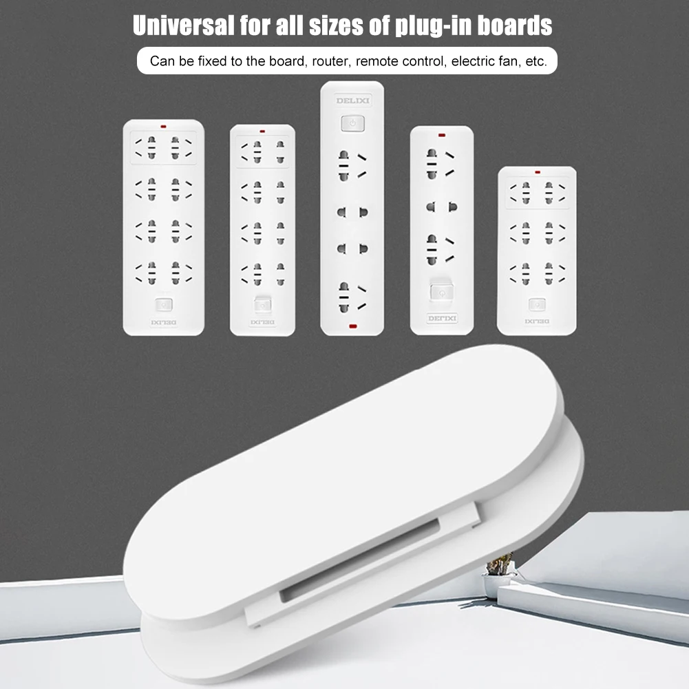 White ABS Wall Mount Power Strip Holder Surge Protector