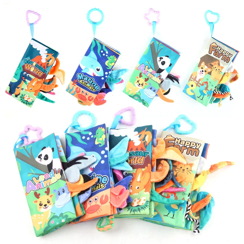 0-6 Months Baby Early Education Toys Tail Cloth Book Puzzle Parent-Child Interactive Sound Ring Paper Baby Puzzle Exercise Toys 2