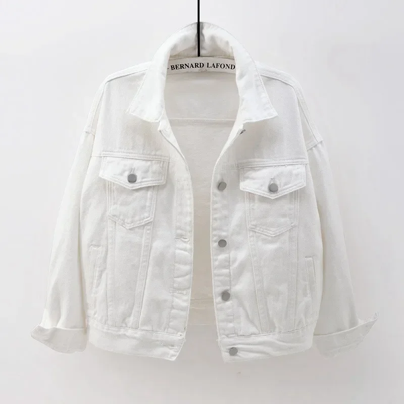 Women Harajuku Short Coat Jean Jackets Casual Fashion Pink Purple White Loose Outerwear Large Spring Autumn Denim Jacket