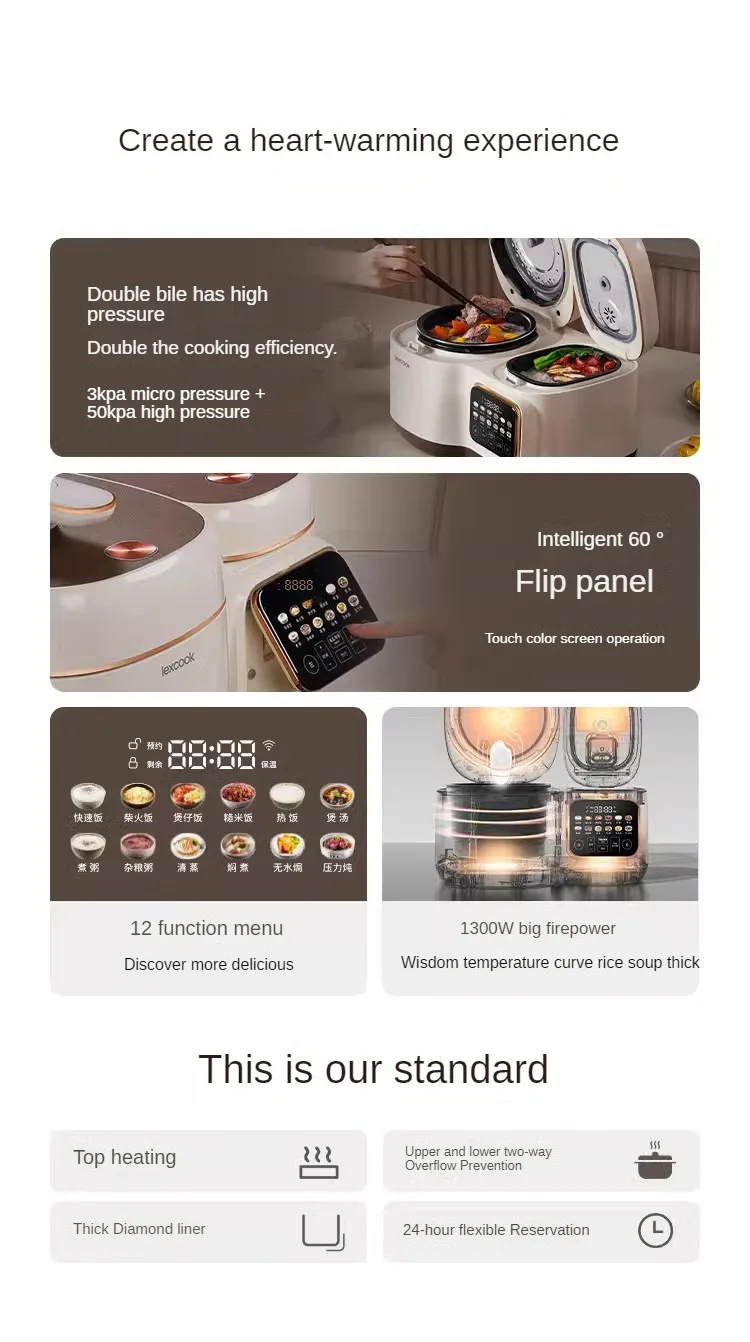Description Picture 3 of itemHigh and Micro Pressure Double Bile Rice Cooker Smart Soup Cooking Integrated Dual-purpose Multi-functional Rice Cooker