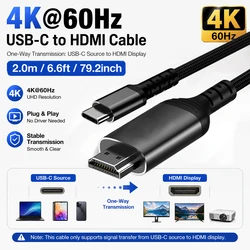 Ultra HD USB - C to HDMI Cable 4K 60Hz, Easy Connect Plug - and - Play Display Solution (USBC TO HDMI Male 2m)