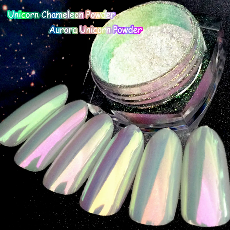 Aurora Neon Nail Art Powder Mermaid Pearl Shell Magic Mirror Effect Powder Chameleon Unicorn Chrome Manicure Pigment Dust 1Jar nail powder
