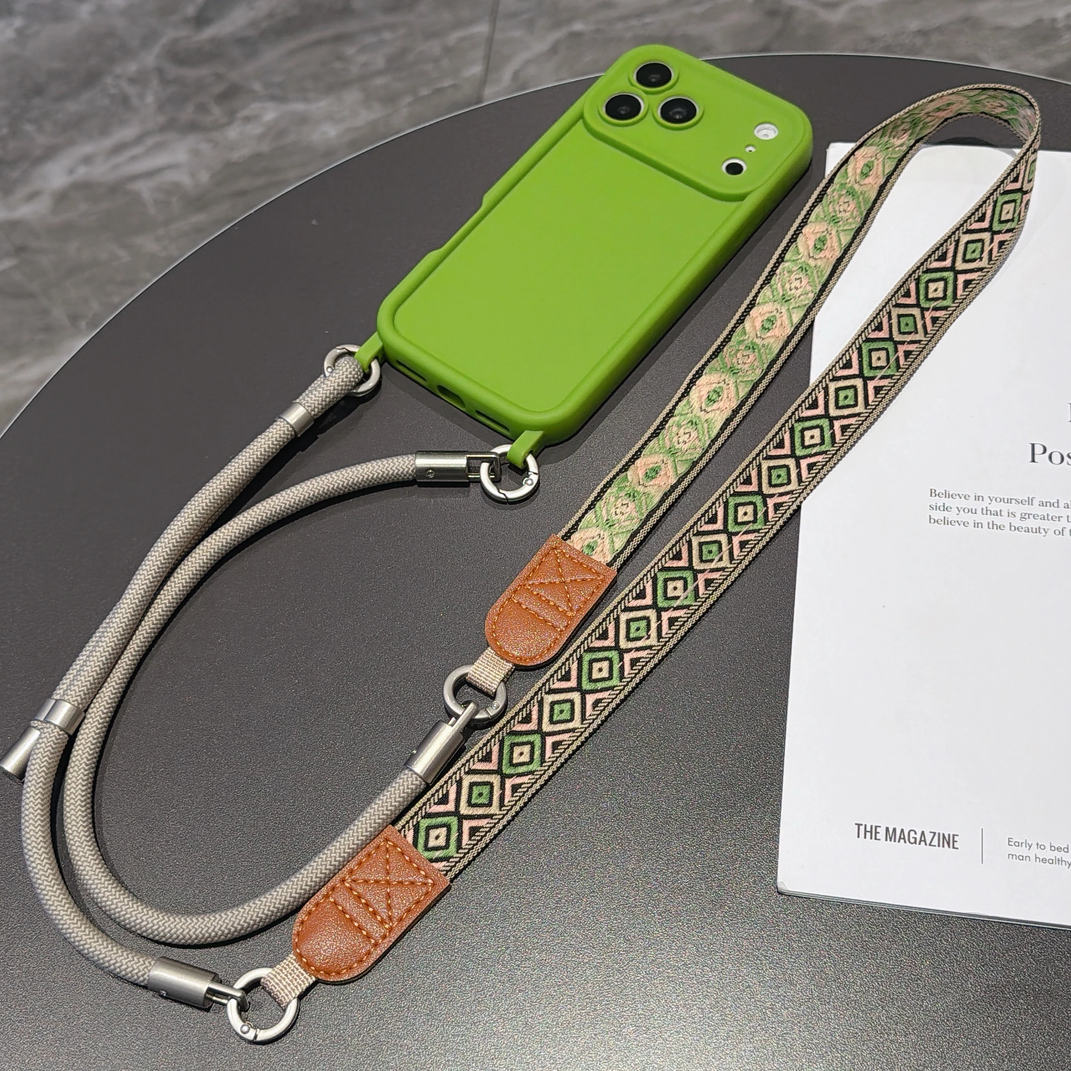 Stylish Retro Lanyard Crossbody Phone Case with Neck and Wrist Strap