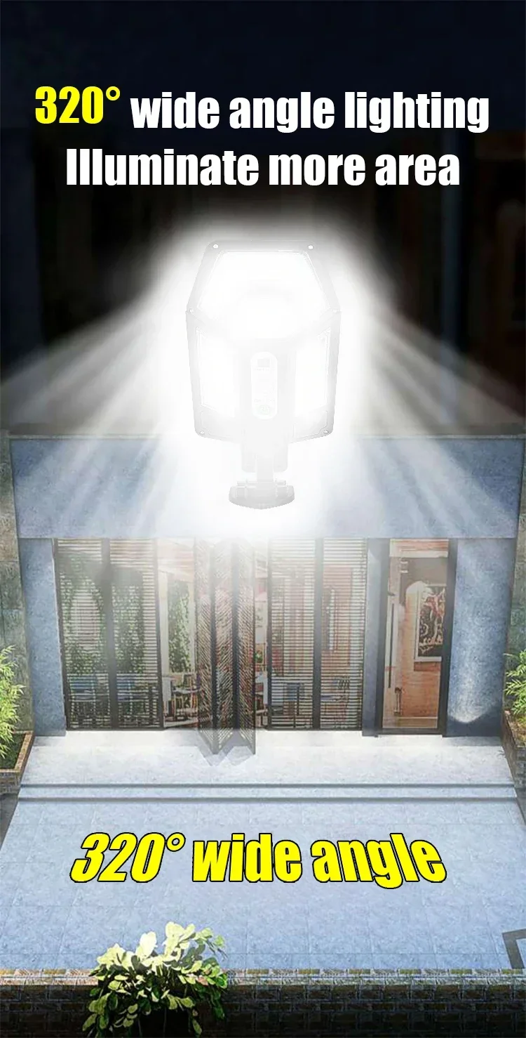 Description Picture 3 of itemNEW 8000LM Outdoor Solar Lamps Motion Sensor Solar Lights Sunlight Power Street Wall Light IP65 Waterproof External Solar Lamp