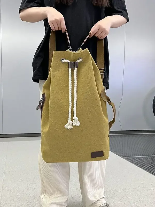 American-Style Canvas Backpack Shoulder Bag round  Retro Package Sport Gym Bag Backpack Bucket Bag Men рюкзак мужской mochila 4