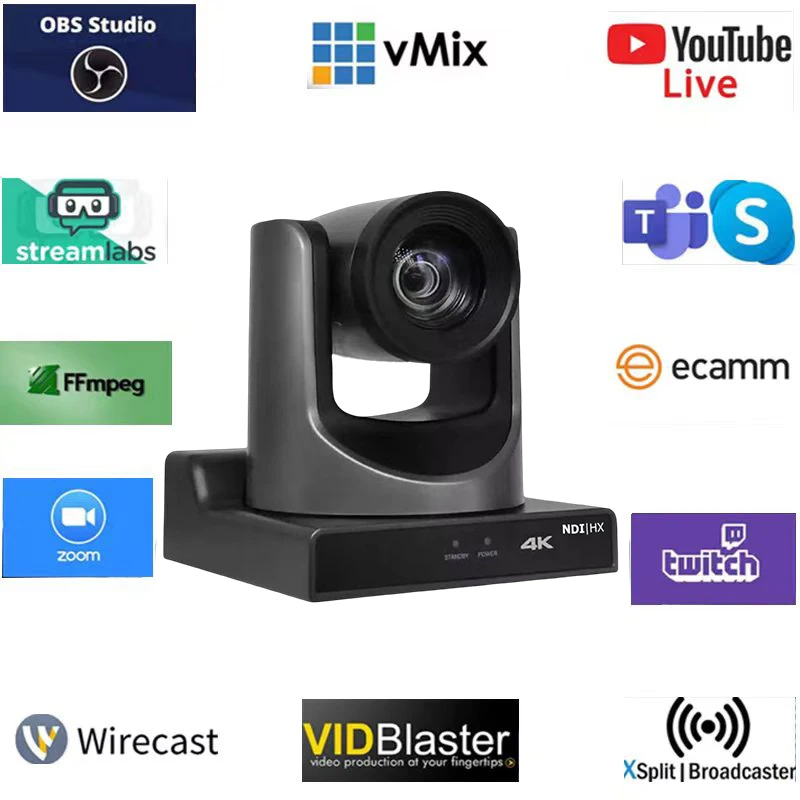 VN420 우수한 NDI 4K 20X 8mp POE PTZ 화상 회의 카메라 sdi + hdmi + lan + usb 라이브 스트리밍 방송 스튜디오, 교회 이벤트