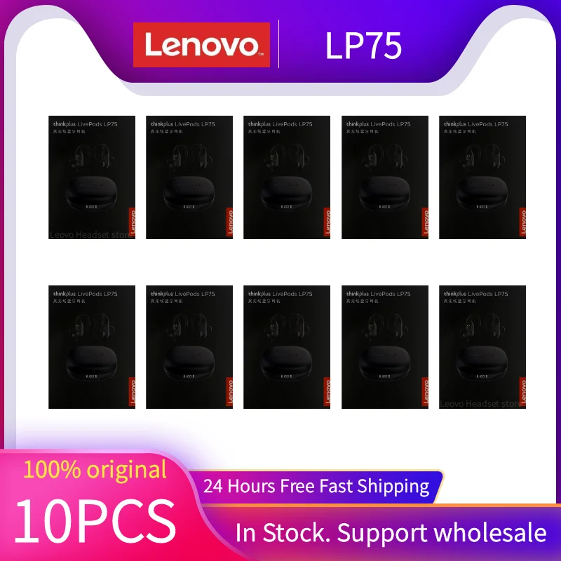 

Оригинальная Беспроводная bluetooth-гарнитура Lenovo LP75 5 шт. 10 шт., версия Bluetooth 5,3, подвесные ушные спортивные водонепроницаемые Hi-Fi-звук высокого качества