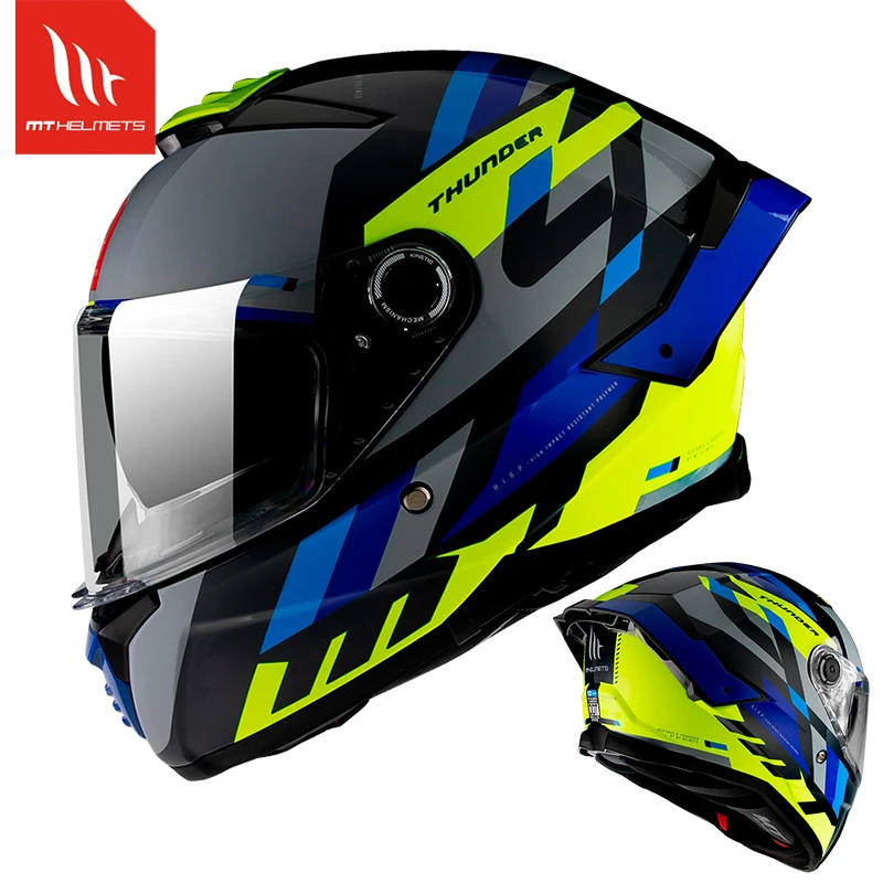 Casco de moto profesional para hombre y cascos de color azul plateado MT Thunder SV 4, diseño a la moda, 100% Original| | - AliExpress