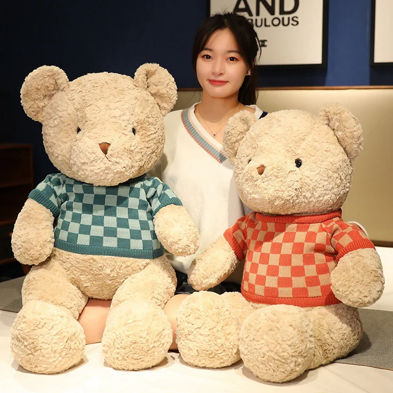 

1pc 45-65cm Cute Classic Teddy Bear Plush Toys Kawaii Sweater Bear Plushie Pillow Stuffed Soft Dolls For Kids Girls Lover Gifts