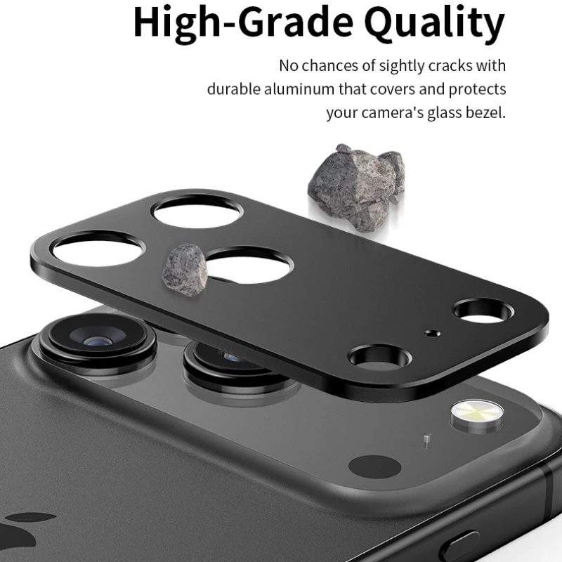 HD Aluminum Rear Camera Protector Film with Anti-Scratch Metal Ring Lens Cover