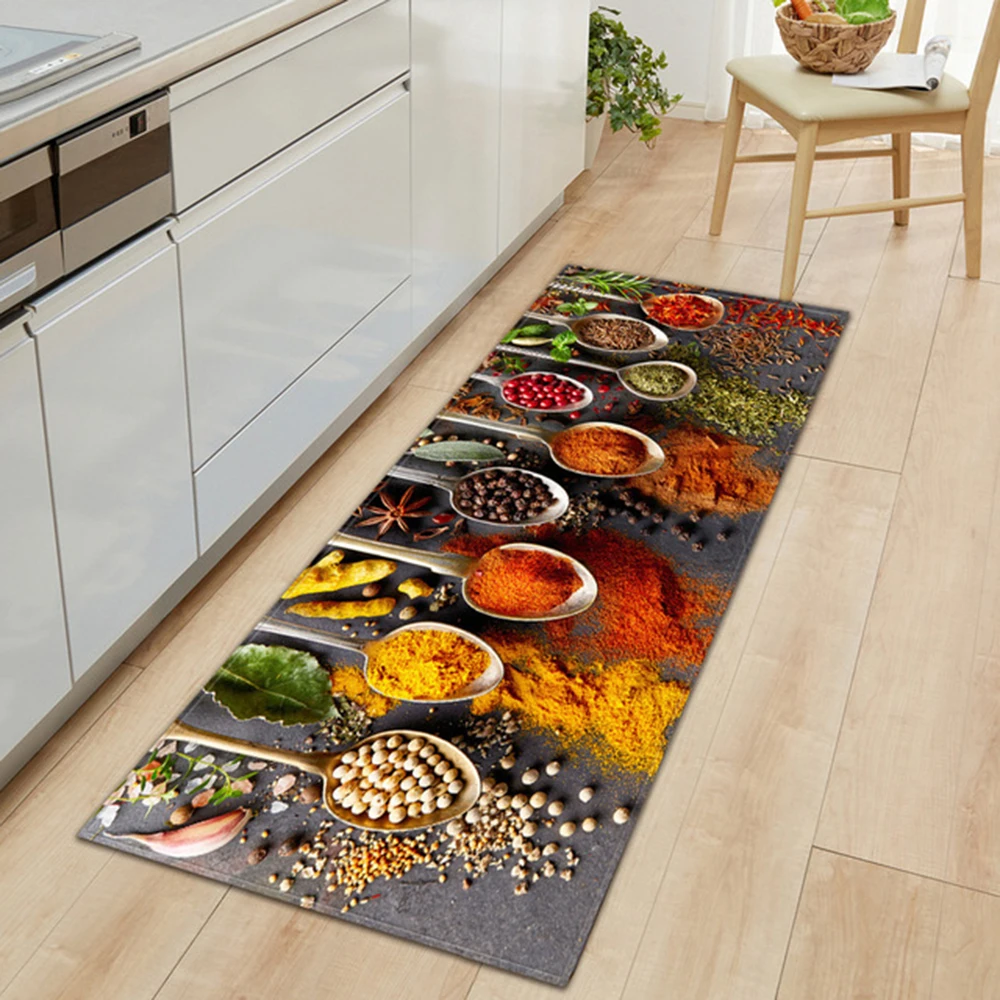 

Fun Seasoning Kitchen Mat Home Entrance Doormat Hallway Bedroom Living Room Decoration Floor Carpet Balcony Anti-Slip Long Rug
