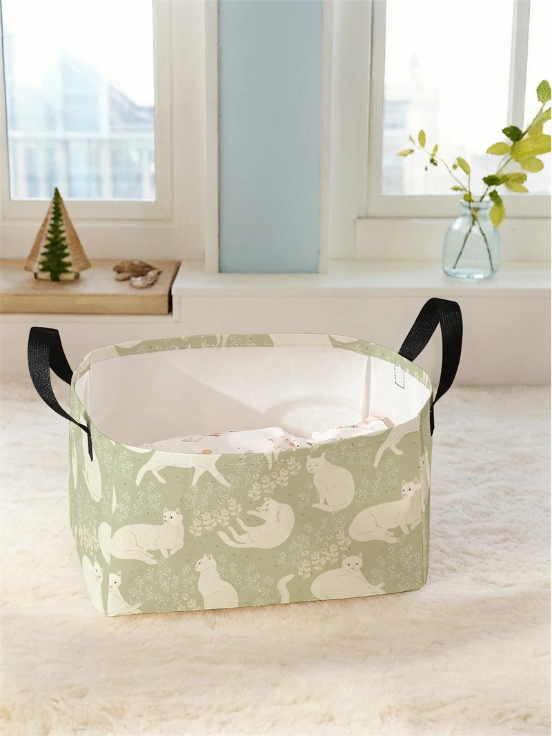 Storage box, underwear, socks, baby toys, storage basket with handle, simple printed decorative storage basket