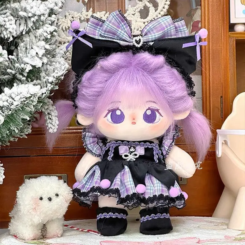 20 cm Puppenkleidung, süßes Dienstmädchen-Outfit-Set, Baumwoll-Plüsch-Puppenkleidung, Kawaii-Kostüm für 20 cm große Plüschtiere, handgefertigte Puppenzubehör – Detail 2