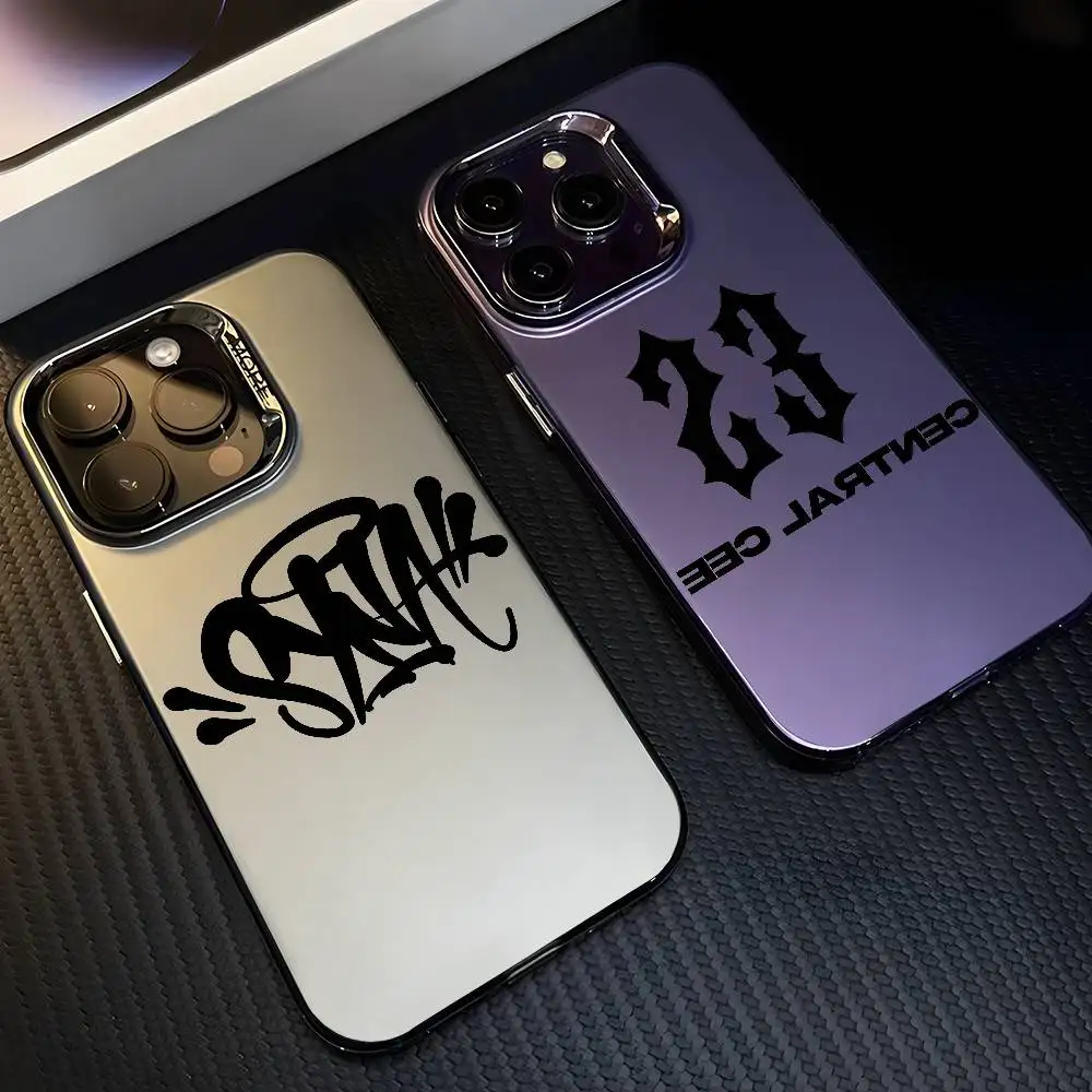 Rapper Singer C-Central Cee Matte Laser Metallic Aurora Phone Case - Black Purple Finish