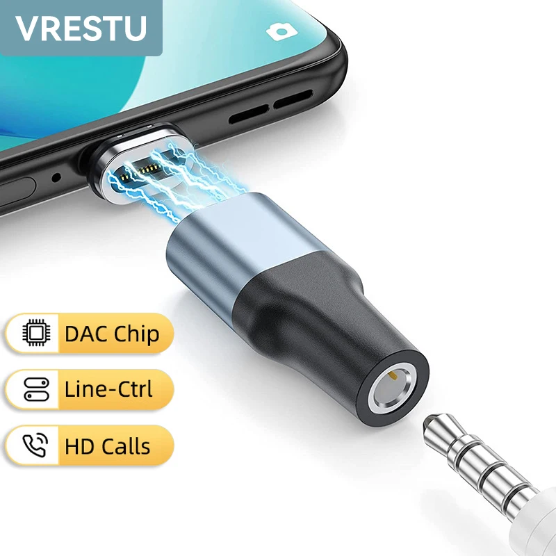 DAC Chip Type C to 3.5 Jack Earphone USB C Type C to 3.5mm Headphone Adapter Audio for