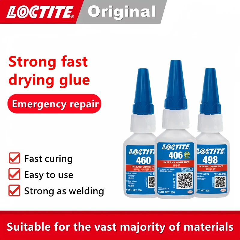 Loctite 380 401 403 406 410 411 414 415 416 460 480 495 496 498 Rubber/Wood/Metal/Plastic Repair Instant Dry Adhesive 20g