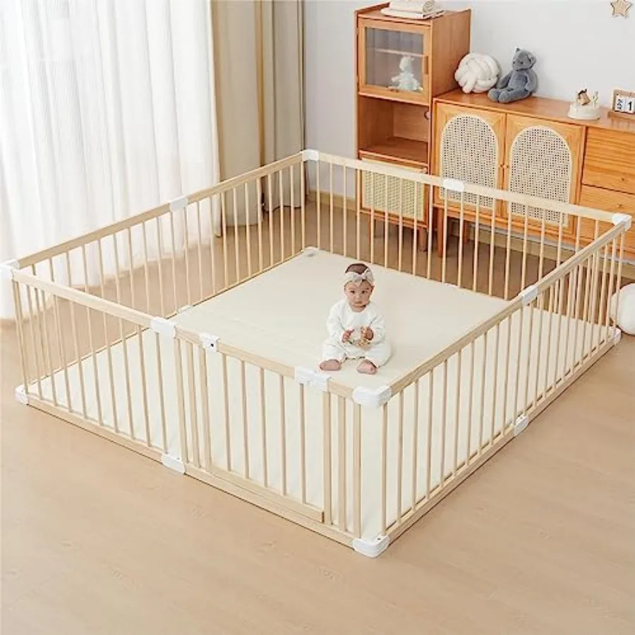 BabyPlaypenWoodenFenceLargeWithDoorGateChangeableandExpandableforBabiesandToddlers71x78x24in-AliExpress