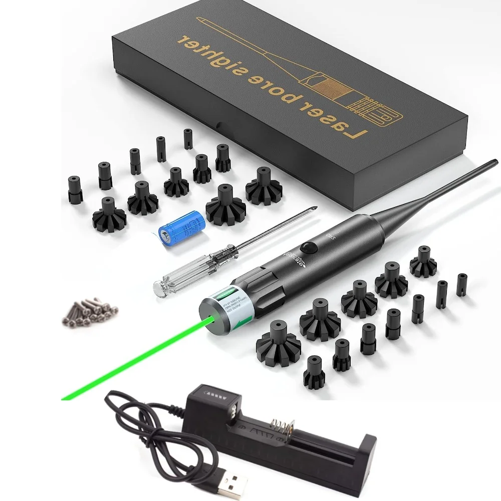 Laser laser bore sight laser sight red dot laser sight Boresighter Kit .177 .22 Caliber to .78 Red Laser Collimator Glock Rifle Bore Sight Battery