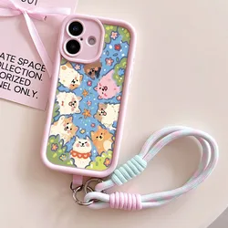 Cartoon Dog Wrist Chain Lanyard Phone Case Cover for Poco M3 (PinkSS - JSS131)
