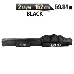 Compact Foldable Fishing Rod Storage Bag (152CM 2 Layer Black)