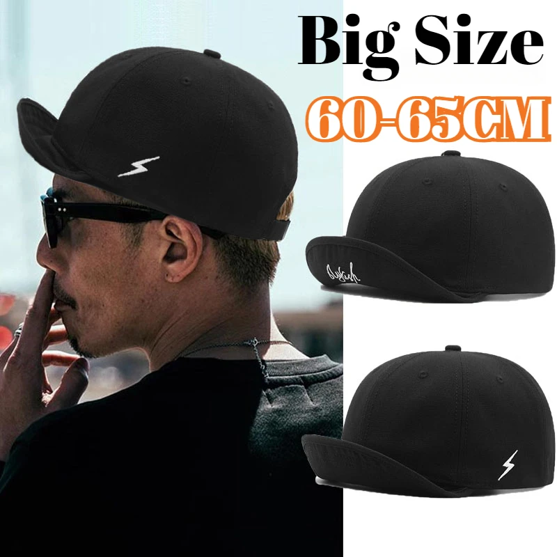 Baseball Cap Large Head Up-turn Peak Hiphop Snapback for Man Woman Big Size Flip Up Soft Top 6CM Short Brim 55-60cm 60-65cm