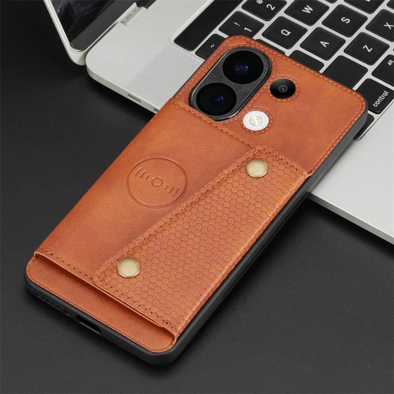 Leather Flip Wallet Phone Case with Card Slots and Magnetic Holder Back Cover