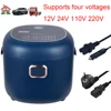 12V 24V 110V 220V 2L four voltage car home rice cooker van car rice cooker for travel global voltage use 1