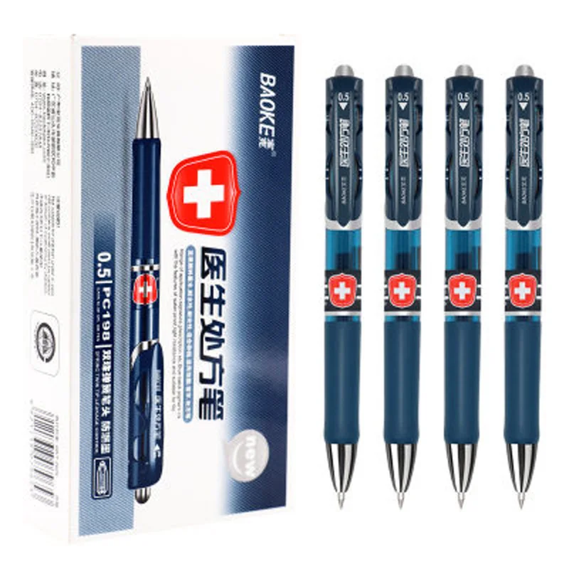 4pcs 0.5mm Doctor Gel Prescription Pen Refill Large Capacity Blue Black Ink Pen Writing Stationery Office School Supplies 3
