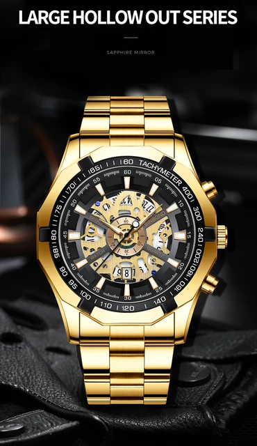 LIGE メンズホロウアウトラウンドポインタークォーツウォッチ LIGE メンズホロウアウトラウンドポインタークォーツウォッチ387458