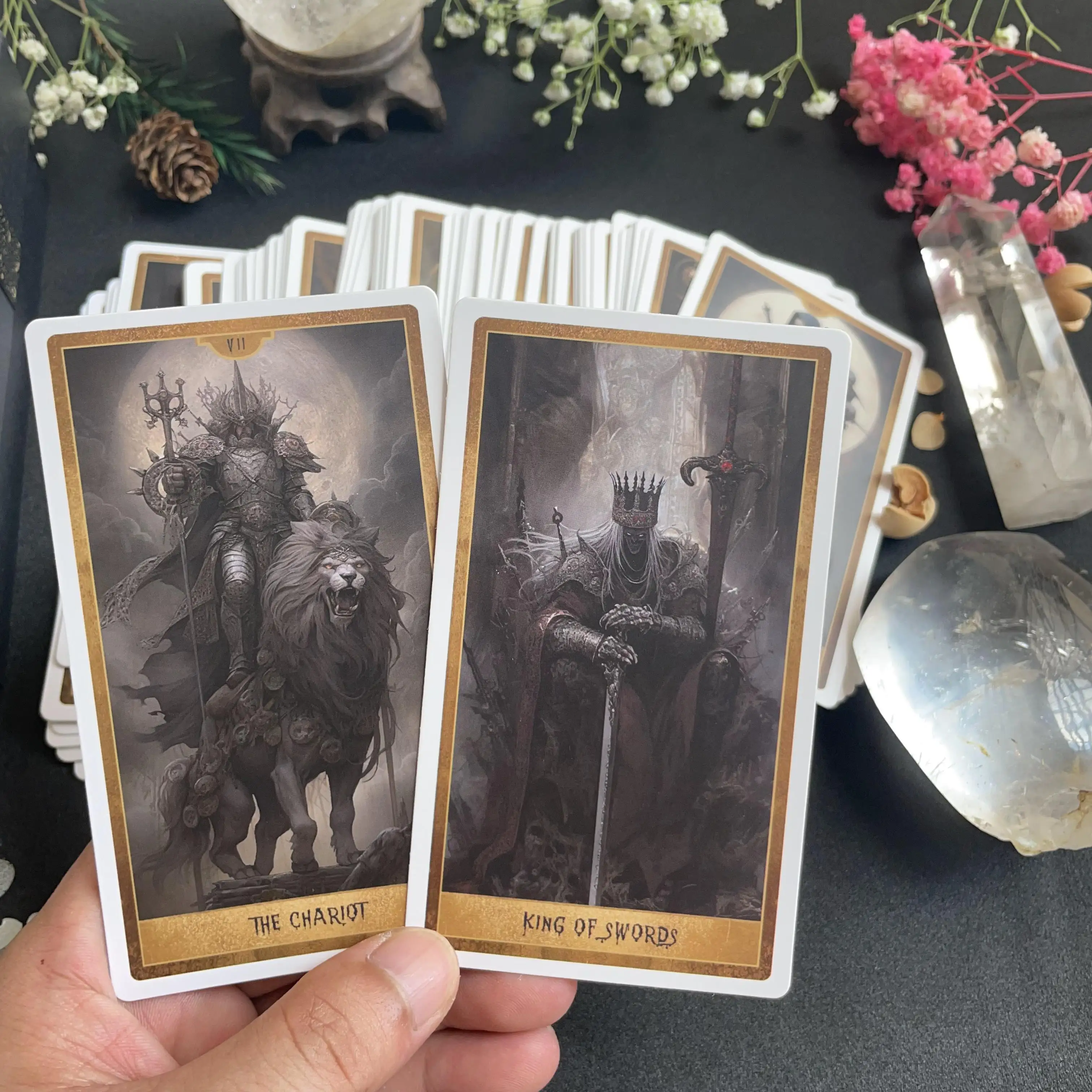 Professional New Gothic Tarot Cards Divination Deck Oracle Spanish 78 Beginners High Quality Matte 12x7 Attached PDF Guidebook