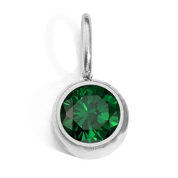 eManco Birthstone Pendant Necklace with Zirconia Crystals - Colorful Stone Accessories (MAY - Silver Color)