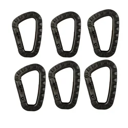 Tactical D - Shape Carabiner Hook Set (Black 6pcs)