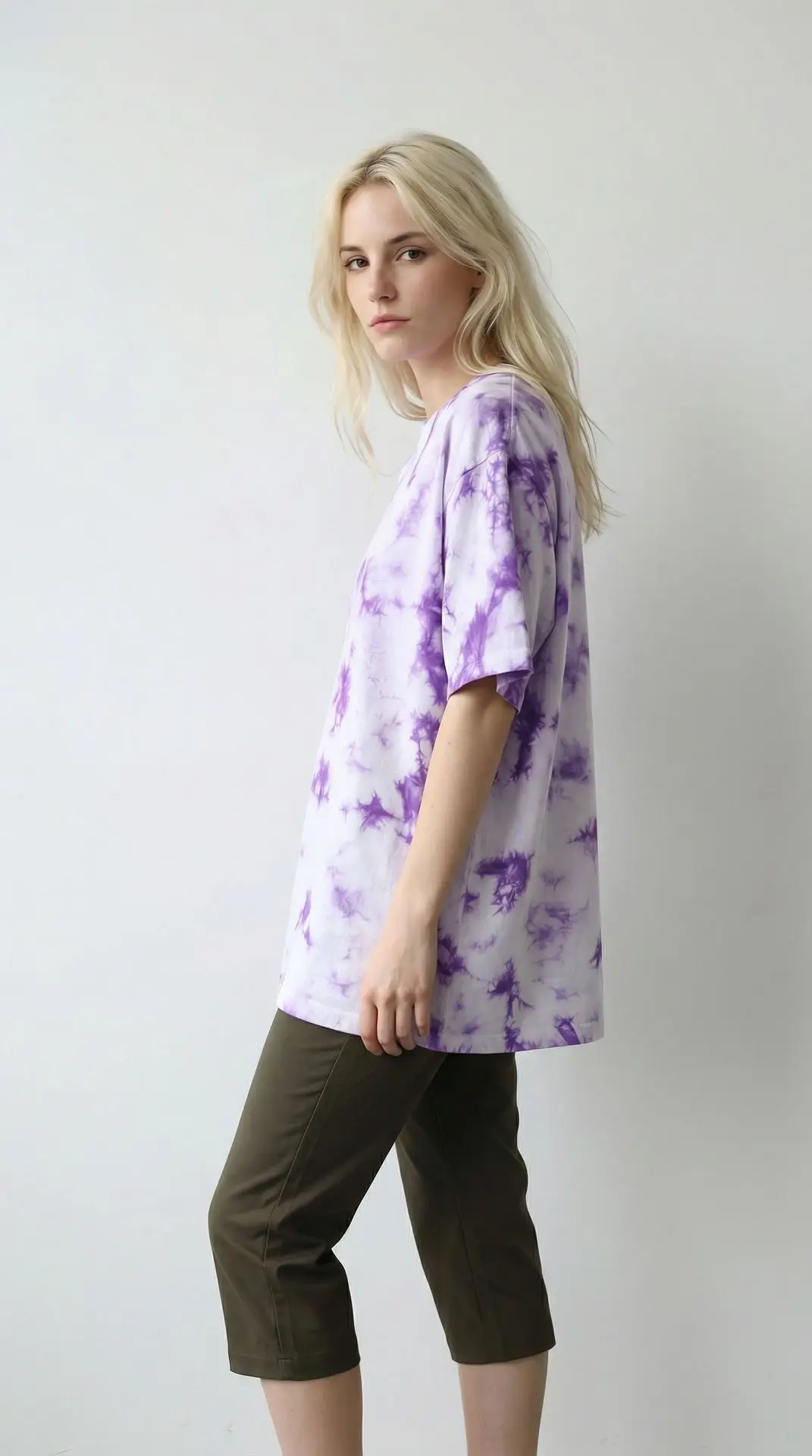 Schweres Batik-T-Shirt mit kurzen Ärmeln, locker geschnitten, aus reiner Baumwolle, im amerikanischen Retro-Vintage-Stil, sommerliche Freizeit-Streetwear-Oberteile – Detail 6