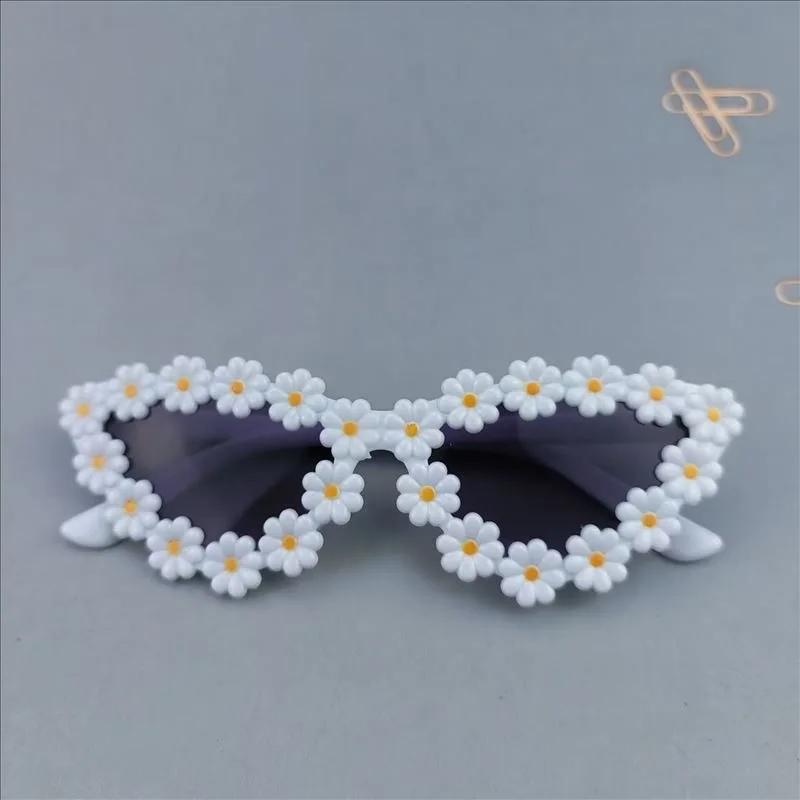 Kids Flower Sunglasses Cute Children Daisy Cat'S Eye Glasses Girls Boys Sport Shades Outdoor Uv Protection Round Eyewear Glasses
